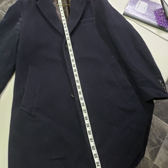 Unisex Dark Navy Long Coat 100%  Wool - Picture 8 of 10